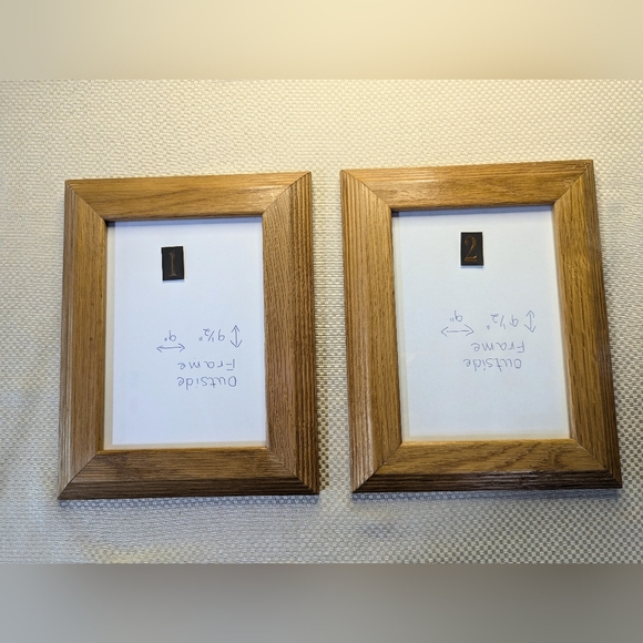 2 ea Wood Picture Frame Solid Oak glass rectangle stand or hang on wall Vtg. - Picture 7 of 7
